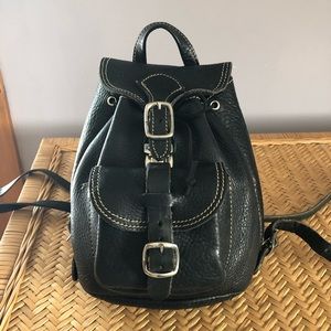 roots black leather backpack